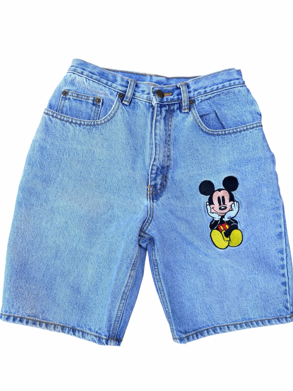 Vintage 90’S MICKEY INC DISNEY Denim Light Wash Bermuda Women’s Shorts SZ Small